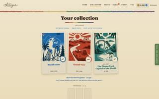 The collection shelf: one postcard album per live set, each with how much of it is filled.