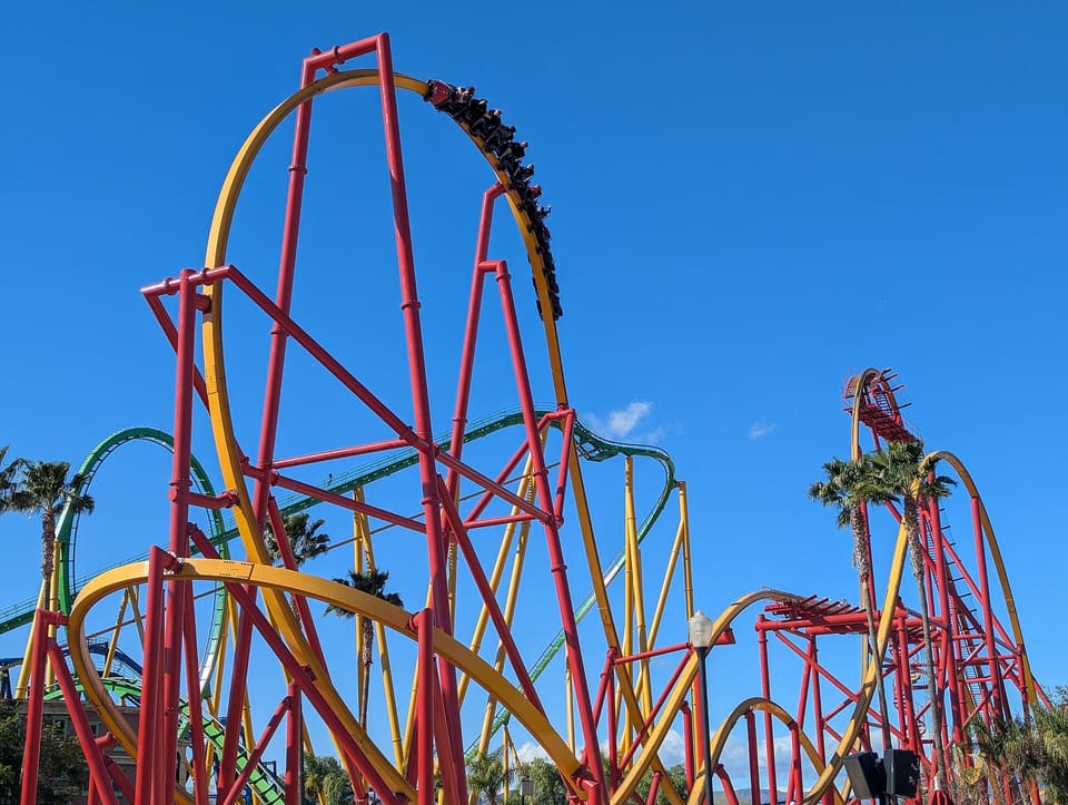 Wonder Woman Flight of Courage — Raptor Single-Rail Coaster, Six Flags Magic Mountain